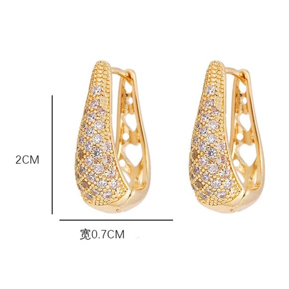 Hoop Earrings, Cubic Zirconia Minimalist Trendy Elegant Hoop Earrings - Picture 3 of 3